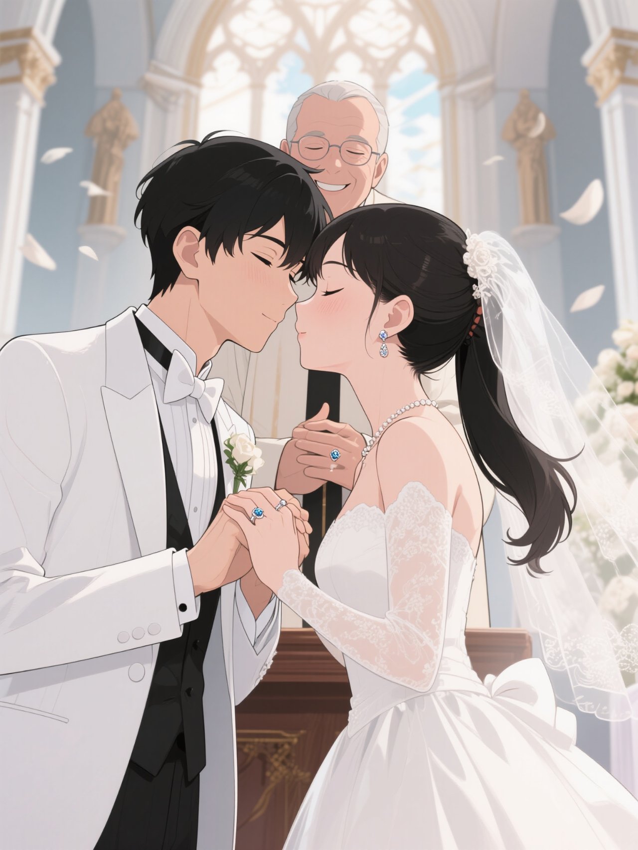 結婚式で愛のキス