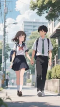 ただの高校生幼馴染カップル — 女子高生イラストのAIイラスト|SUPPART