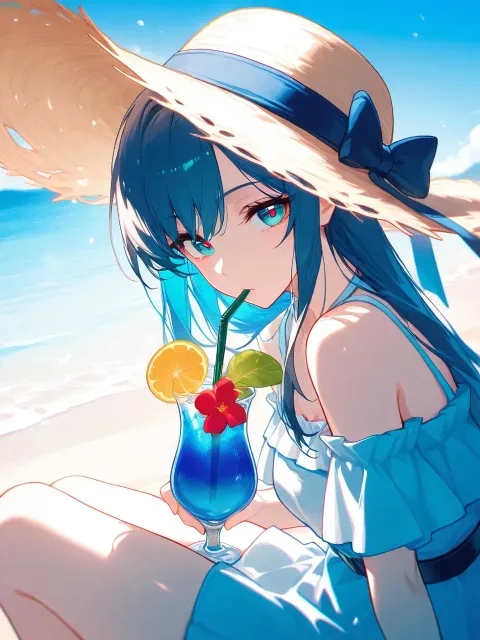 浜辺にて