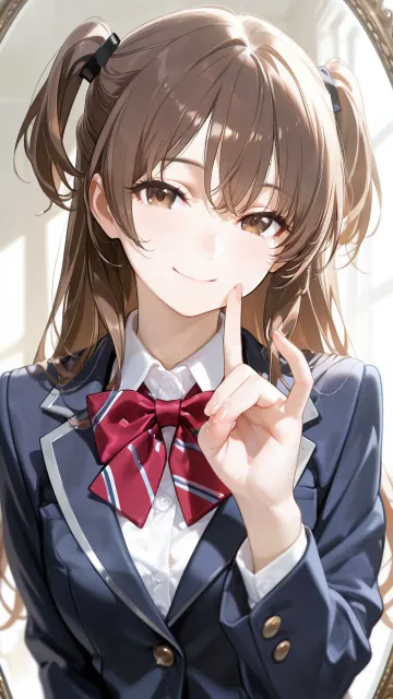 ブレザーの制服、リボンネクタイ - 袖を通す朝