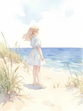 少女と海