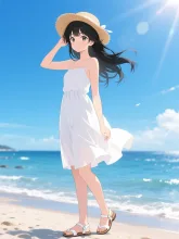 夏の海辺の女の子