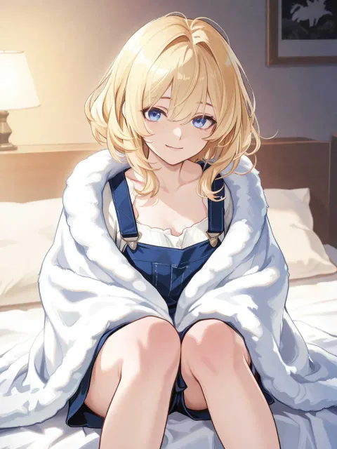 An AI illustration with a… - 毛布の中