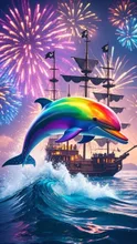 虹色イルカ 海賊船