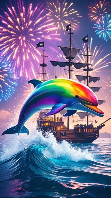 虹色イルカ 海賊船