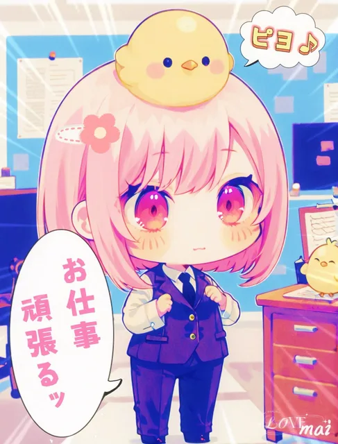 【サラリーマンのコスプレをしたひよっこ女子新入社員とひよこパイセン】