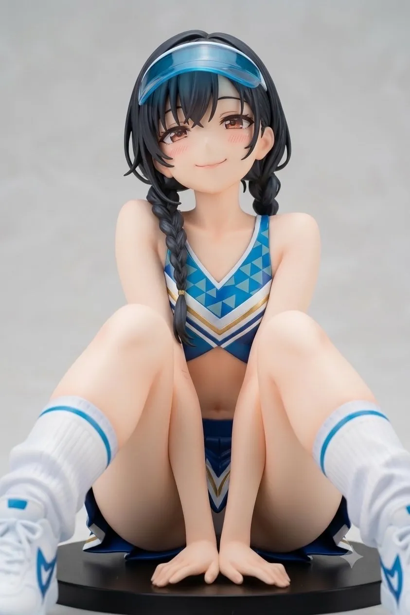 木陰で座る三つ編みチアガール…フィギュア…黒