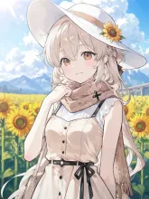 向日葵畑の少女（夏色） — 向日葵畑イラストのAIイラスト｜SUPPART