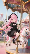 ピンク髪娘💕メリーゴーランド🎠