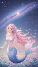 画像生成チャレンジ·夜空と人魚 の投稿作品