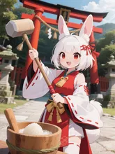 うさぎの餅つき — ふぁにさんのAIイラスト