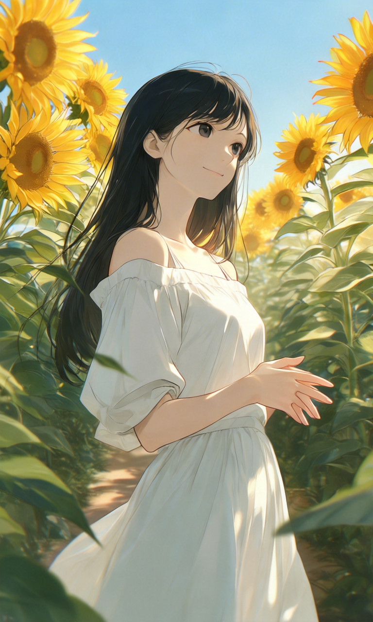 ときめけ！向日葵畑( ･᷅ὢ･᷄ )ﾌﾟﾝﾌﾟﾝ — てぃぶてぃさんのAIイラスト