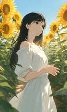 ときめけ！向日葵畑( ･᷅ὢ･᷄ )ﾌﾟﾝﾌﾟﾝ — てぃぶてぃさんのAIイラスト