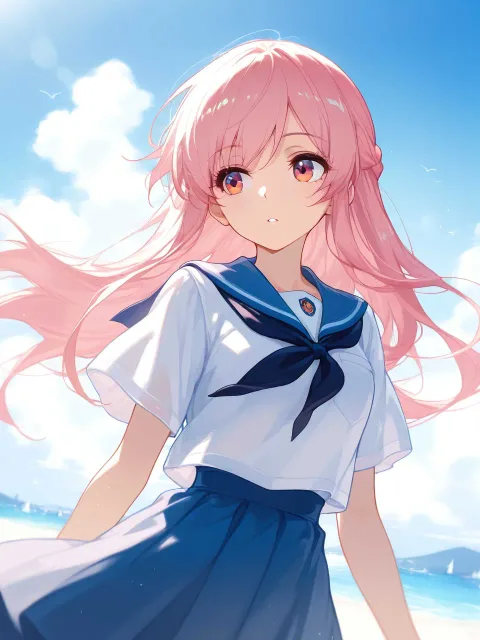 海辺の制服のAIイラスト - SUPPART