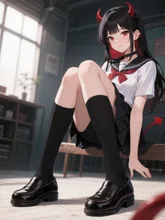 JK悪魔の女の子 — 🥀黒薔薇🥀さんのAIイラスト