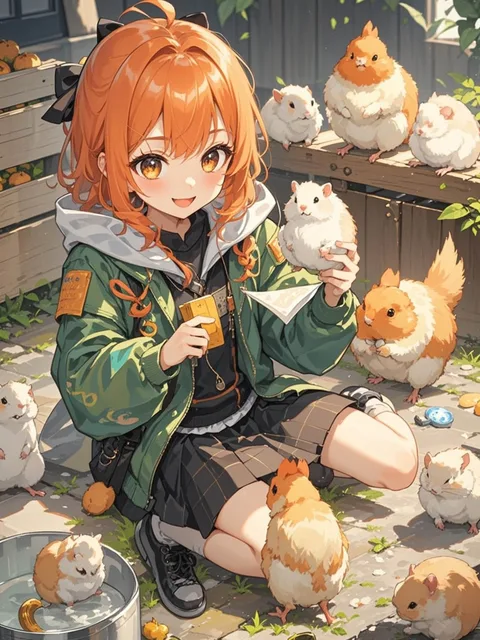 ひよこと遊んでる女の子
