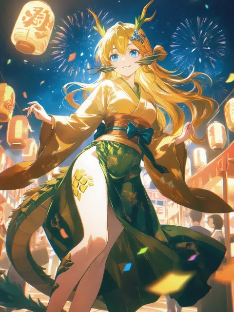 A scene from an animated film… - 龍踊を見上げる