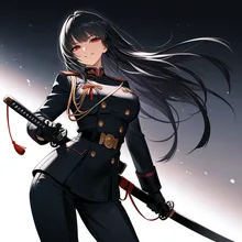 黒き軍刀の微笑み — 紅眼の帝国将校 — 衛宮家の一族さんのAIイラスト