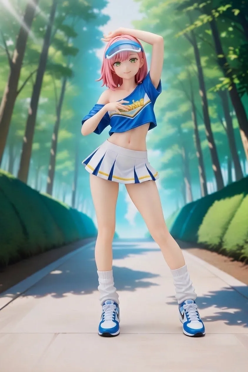 朝霧の林道のチアガール…フィギュア…桃 — たくりんさんのAIイラスト