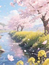 桜と菜の花の共演