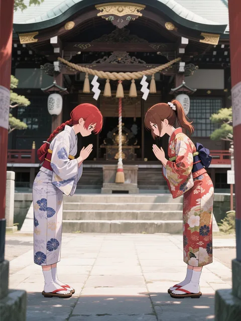 双子と初詣