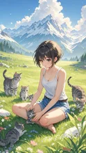 A girl with kittens — The Edge80さんのAIイラスト