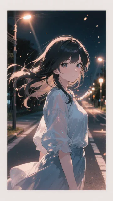 夜に溶けていく、遠くの光、静かな道