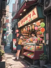 街の路地裏で昭和レトロな駄菓子屋さんを発見