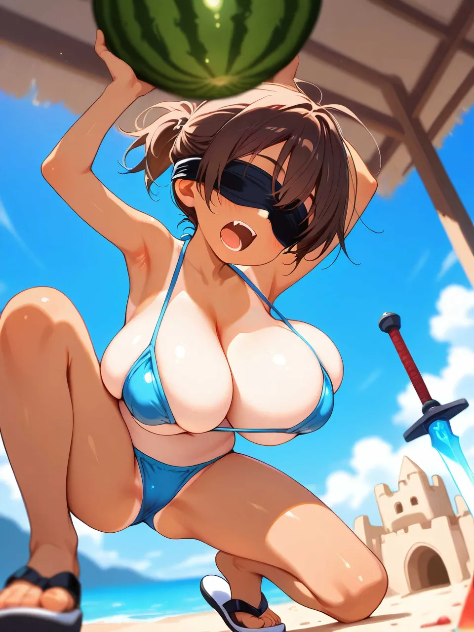 目隠しして割ればいいんだね?!