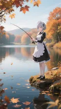 メイドさんの魚釣り — たんこぶさんのAIイラスト