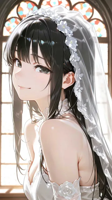 1人の美女、ウエディングドレス - 花嫁のベール