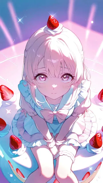 cute anime girl sitting on…