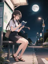「穂蔵　灯子(ほのぐら　とうこ)」と月明かりのバス停