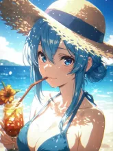 麦わら帽子と海GIRL2