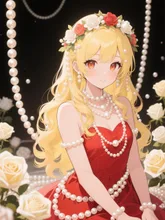 赤いドレスとパール❤️
