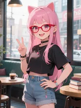 Chic Girl Boss in Cat-Eye Glasses — kaoriさんのAIイラスト