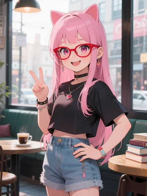 Chic Girl Boss in Cat-Eye Glasses