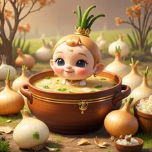 たまねぎ王子のスープバスタイム — 茶畑まつりさんのAIイラスト