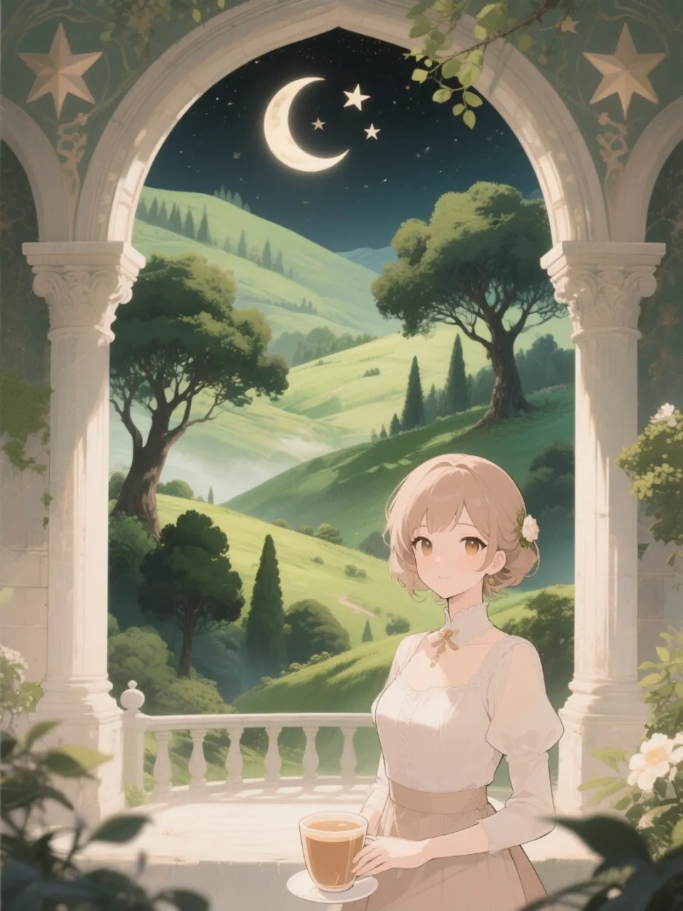 ミルクティー色の服を着た午後9時 — ×Alice×さんのAIイラスト