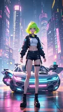 ネオンが瞬く夜の未来都市