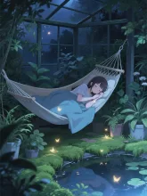 仄暗い夜の温室にて