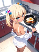 サキ「あ、オハヨーさんっ💕あーしだって朝ゴハンくらい作れるし」