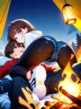 キャンプ女子·焚き火を囲む夜 の投稿作品