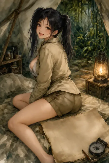 テントの中で