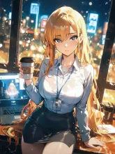 残業明けのOL·深夜オフィスの色気 の投稿作品