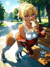 エリーのソフトクリームで休憩中💕