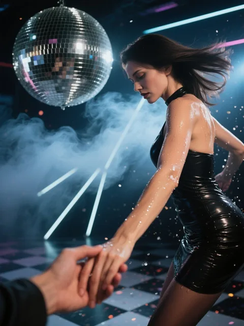 スーパークローズアップのディスコダンス・イラスト