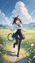 野原を駆け回る