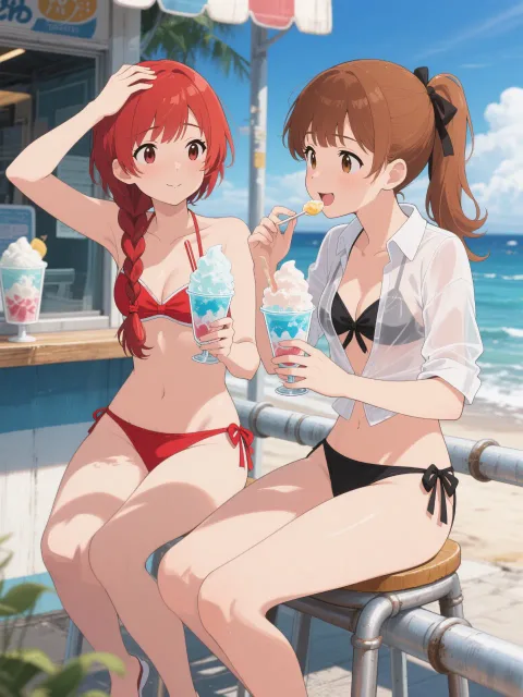 双子と海辺のかき氷屋