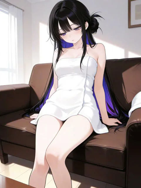 Draw her in one towel.Knotted… - タオル一枚